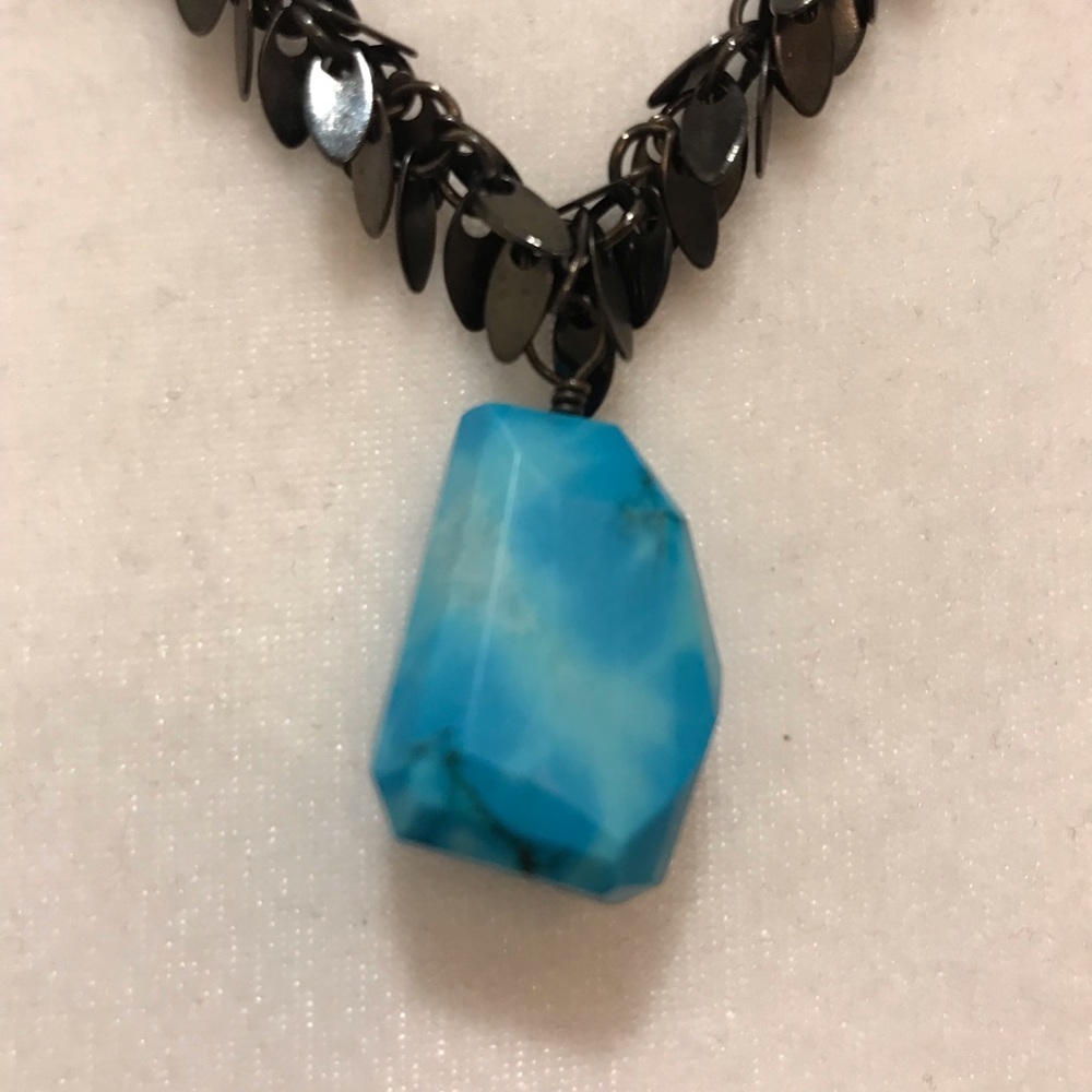 A.V. Max turquoise pendant on leaf chain